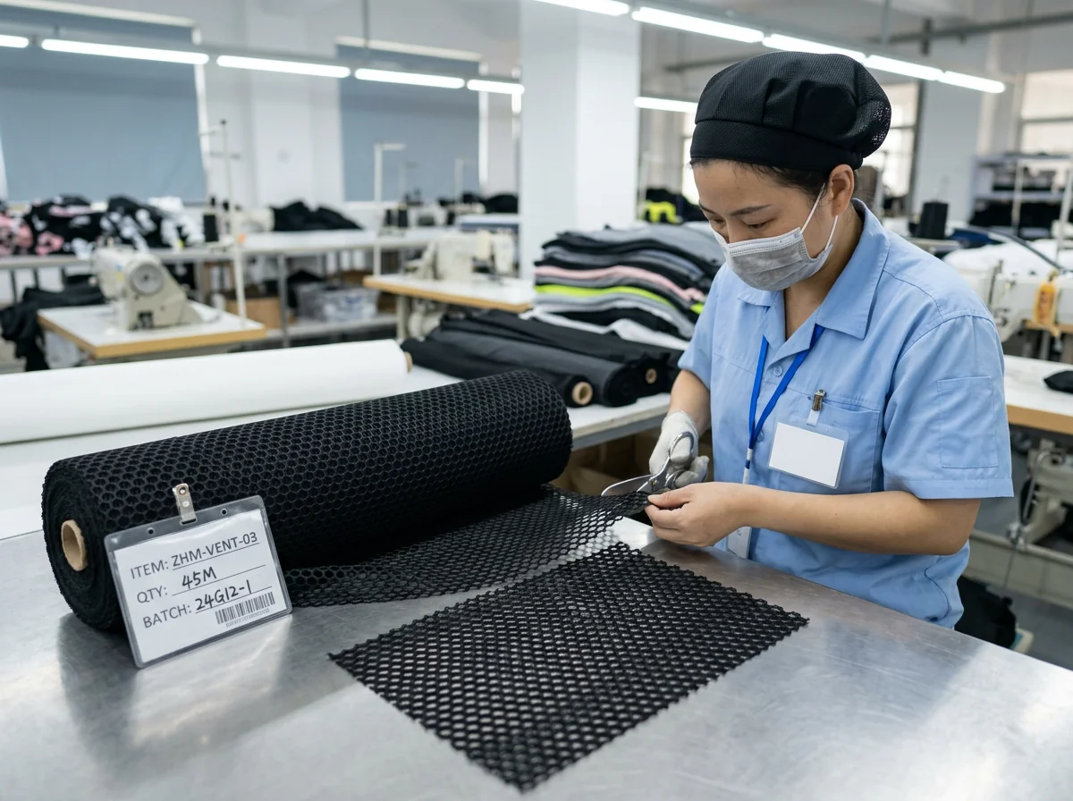 Mesh ventilation panel fabric swatch